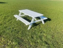 Goedkopepicknicktafels.nl | Witte XL Picknicktafel | Tuintafel 6 Persoons | Wit Gespoten Gedroogd Grenen Hout! -Tuinmeubel Verkoop 1200x918 1