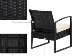 Songmics Tuinmeubelset, 3-delige Set, Van Polyrotan, Voor Outdoor, Terras, Balkon, Tuin, Eenvoudige Montage, Bijzettafel En 2 Stoelen, Zwart-beige -Tuinmeubel Verkoop 1200x929 2