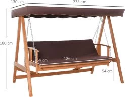 Outsunny Hollywoodschommel Hout Tuinschommel Schommelbank Ligfunctie 3 Personen 84A-185 -Tuinmeubel Verkoop 1200x936 2