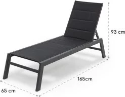 Blumfeldt Renazzo Lounge Ligstoel - Ligbed Voor De Tuin - Aluminium Tuinstoel - 6 Standen - Waterafstotend - Bekleding Van 70 % Pvc En 30 % Polyetheen - Zwart -Tuinmeubel Verkoop 1200x940