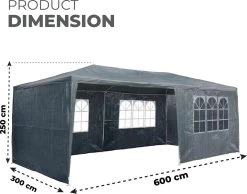 MaxxGarden Partytent - Paviljoen - 3x6m - Incl. Zijwanden - Waterdicht - Antraciet -Tuinmeubel Verkoop 1200x943 3
