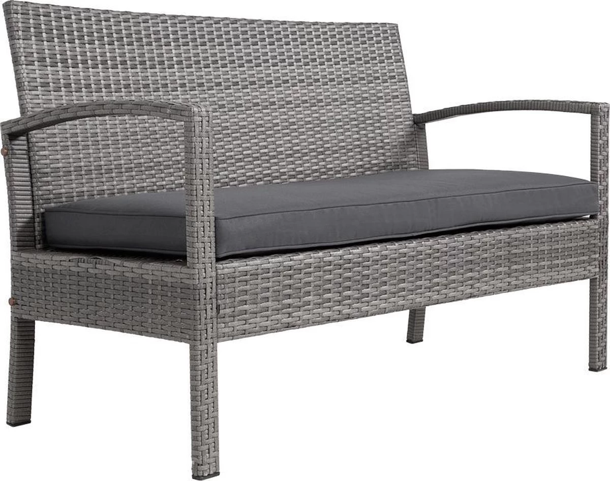 Casaria Polyrattan Loungeset – 2 Stoelen 1 Bank 1 Tafel - Antraciet 5 Casaria Polyrattan Loungeset – 2 Stoelen 1 Bank 1 Tafel - Antraciet - Afbeelding 3