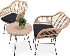 Casaria Tuinset Bali 3 Delig – 1 Tafel/2 Stoelen – Naturel Zwart -Tuinmeubel Verkoop 1200x948 2