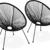 Set Van 2 Design Stoelen Ei-vormig - Acapulco Zwart - Stoelen 4 Poten Retro Design, Plastic Koorden, Binnen/buiten 2 Set Van 2 Design Stoelen Ei-vormig - Acapulco Zwart - Stoelen 4 Poten Retro Design, Plastic Koorden, Binnen/buiten -Tuinmeubel Verkoop 1200x950