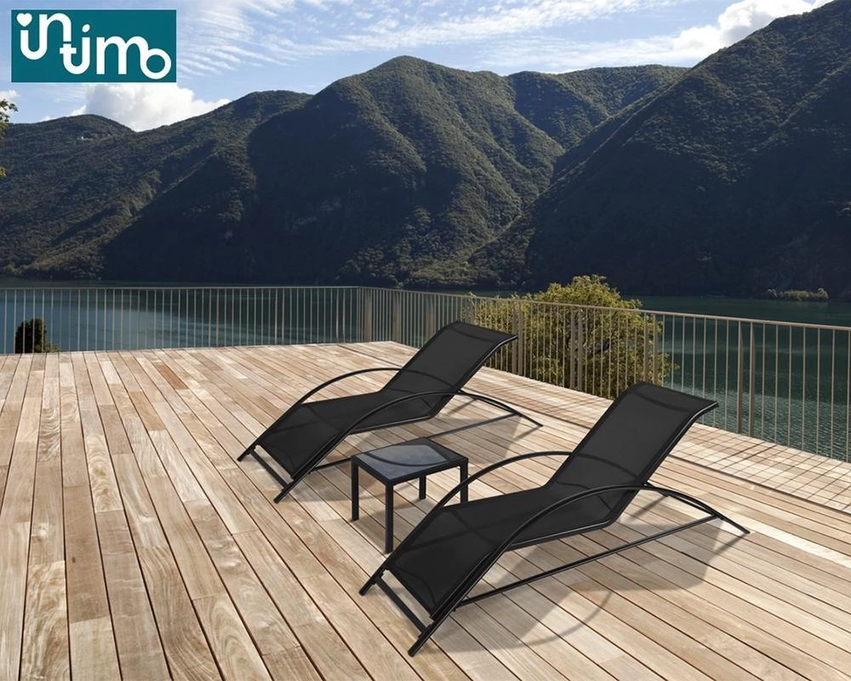 Intimo Ligbeddenset + Tafel - Zwart - 163x60x65/45x45x40 9 Intimo Ligbeddenset + Tafel - Zwart - 163x60x65/45x45x40 - Afbeelding 7