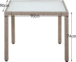 Casaria Polyrattan Tuinset - 4 Stoelen & Tafel 90x90 Cm - Beige Grijs -Tuinmeubel Verkoop 1200x972 8