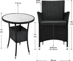 Polyrotan Balkonset - Bayamo - 3-delig - Zwart -Tuinmeubel Verkoop 1200x993 2