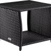 Casaria Polyrattan Bijzettafel - WPC Tafelblad 45x45x40cm – Zwart -Tuinmeubel Verkoop 1200x994