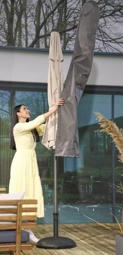 Weersbestendige Parasolhoes - Rond & Vierkant - Max. 3 X 3 M - Grijs / Antraciet - Stokparasol -Tuinmeubel Verkoop 581x1200