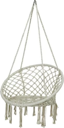 Macramé Hangstoel Beige - Beige Hangstoel - Hangstoel Touw - Hangstoel - Tot 110KG - Eenpersoons Hangstoel - Hang Stoel 1 Persoon - Hangstoel Voor Binnen - Hangstoel Zonder Standaard - Hangstoel Buiten -Tuinmeubel Verkoop 603x1200