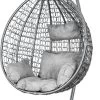 Hangstoel - Ei Stoel - Met Grijze Standaard & Kussens - Tot 125kg -Tuinmeubel Verkoop 609x1200