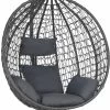 Bircim Hangstoel Ei/Egg-Vorm Met Dikke Kussens - Voor Binnen En Buiten - Incl. Standaard, Onderstel & Kussens - Antraciet -Tuinmeubel Verkoop 613x1200