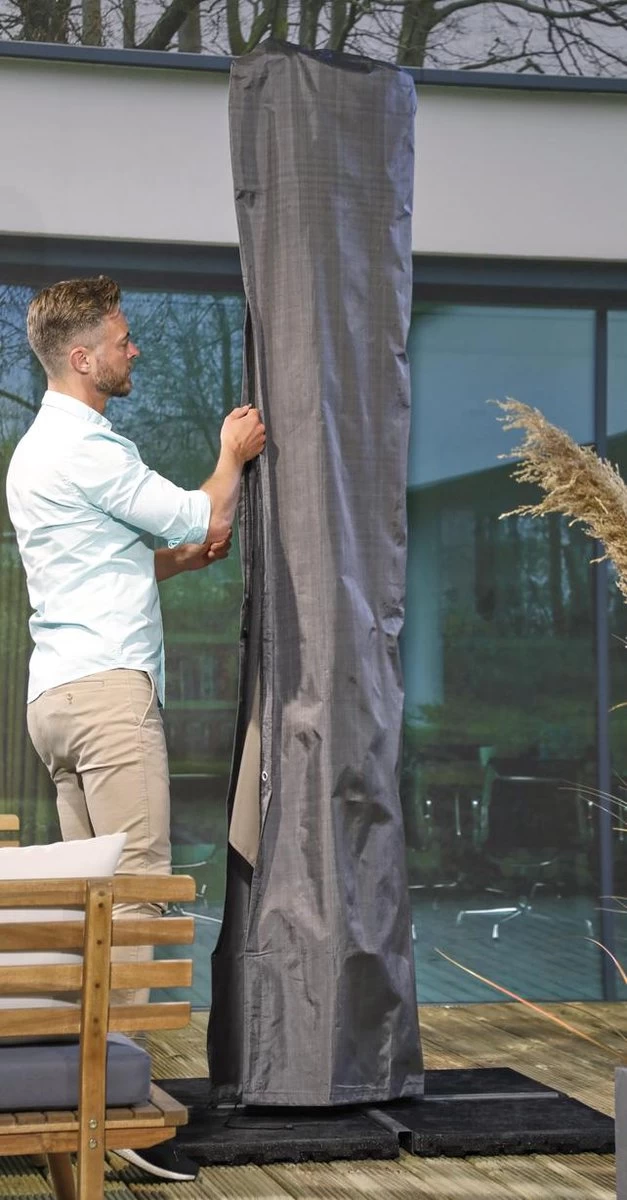 Weersbestendige Parasolhoes - Max. 4 X 4 M - Grijs / Antraciet - Zweefparasol 7 Weersbestendige Parasolhoes - Max. 4 X 4 M - Grijs / Antraciet - Zweefparasol - Afbeelding 5