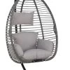 Pro Garden Lowander Hangstoel Egg 191x126x126- Schommelstoel Met Rattan Cocoon En Robuust Stalen Standaard Incl. Kussens - Volledig Inklapbaar - Lichtgrijs -Tuinmeubel Verkoop 667x1200 1