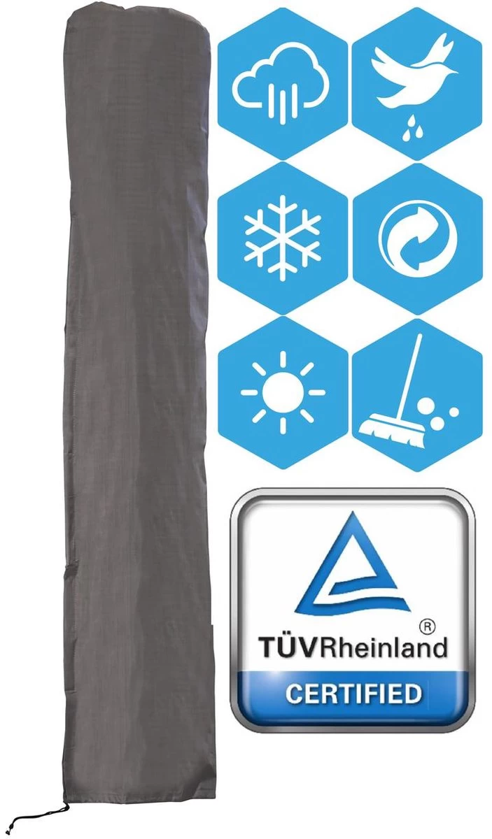 Weersbestendige Parasolhoes - Max. 4 X 4 M - Grijs / Antraciet - Zweefparasol 12 Weersbestendige Parasolhoes - Max. 4 X 4 M - Grijs / Antraciet - Zweefparasol - Afbeelding 10