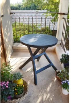 Allibert - Tuintafel - Oregon - Ø 70 Cm - Kunststof - Opklapbaar -Tuinmeubel Verkoop 825x1200