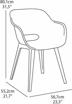 Allibert Akola Tuinstoelen - 2 Stuks -56,5x55x80cm - Donkergrijs -Tuinmeubel Verkoop 834x1200