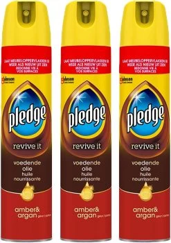 3x Pledge Revive It Meubelolie Spuitbus - Amber & Argan - Voedende Olie - 3 X 250ml