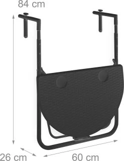 Relaxdays Balkontafel Inklapbaar, Balkon Tafel Rotan, Hangtafel Reling - Zwart -Tuinmeubel Verkoop 926x1200