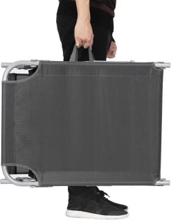 Ligstoel Met Hoofdsteun En Zon Bescherming Verstelbare Rugleuning Inklapbaar Donker Grijs Ligbed Tuin -Tuinmeubel Verkoop 935x1200