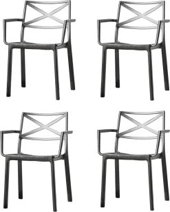 Keter Metalix Tuinstoelen - 4 Stuks - 53,3x60,2x81,3 Cm - Zwart