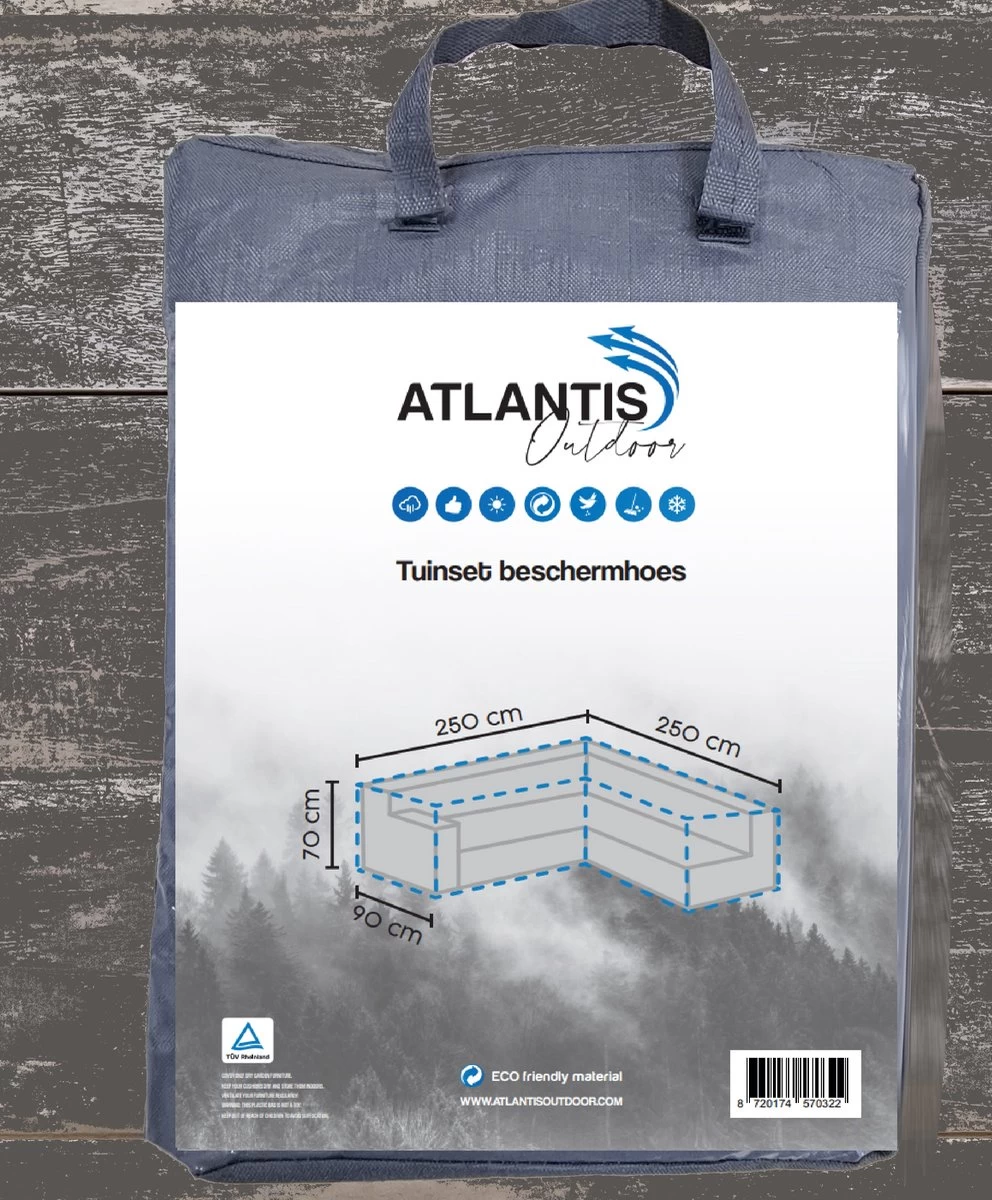 Weersbestendige Beschermhoes Voor Hoekbank | 250/90 X 250/90 X 70 Cm (L-vorm) - Tuinbank / L-Vorm -Waterdicht - Grijs 7 Weersbestendige Beschermhoes Voor Hoekbank | 250/90 X 250/90 X 70 Cm (L-vorm) - Tuinbank / L-Vorm -Waterdicht - Grijs - Afbeelding 5