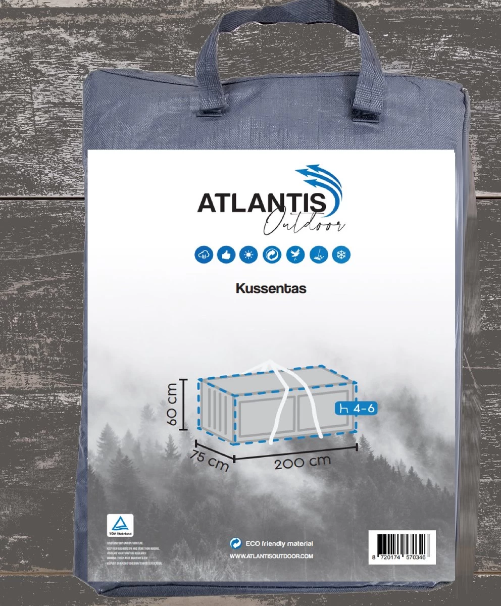 Opbergtas Voor Tuinmeubelkussens - 200 X 75 X 60 Cm (4 – 6 Lounge- Tuinkussens) - Grijs / Antraciet 8 Opbergtas Voor Tuinmeubelkussens - 200 X 75 X 60 Cm (4 – 6 Lounge- Tuinkussens) - Grijs / Antraciet - Afbeelding 6